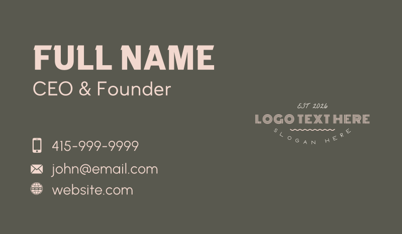 Vintage Unique Wordmark Business Card